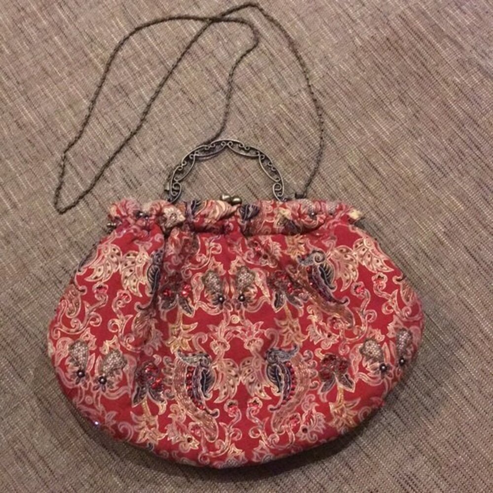 Braciano beaded bag purse with brass handle